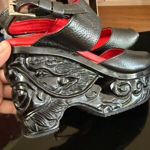 Black and Red Women's Platform Sandals